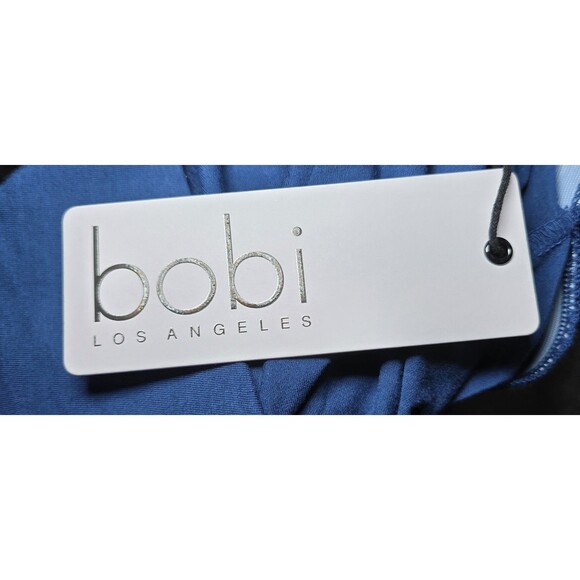 bobi Los Angeles Revolve Women's XS Blue Ruched Draped Midi Skirt Side Slit NWT - Picture 3 of 9